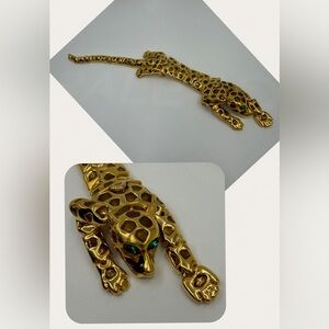 Jaguar Articulated Shoulder Brooch Fashion Jewelry.